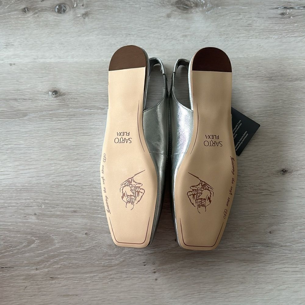 Franco Sarto Flexa Antona Flat Slingbacks Silver 7.5 NWT IN BOX - Picture 10 of 10